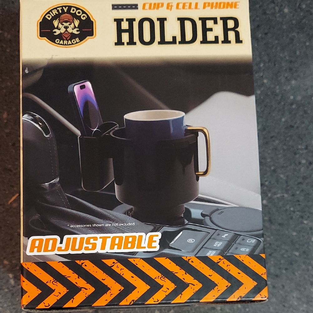Adjustable Cup & Cell Phone Holder - Black